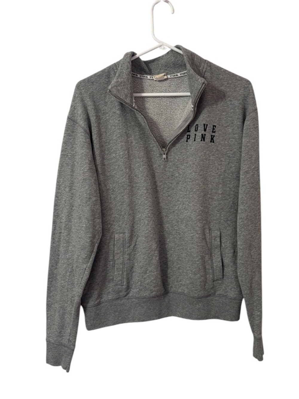 PINK LOVE PINK Gray Half Zip Athletic Sweatshirt